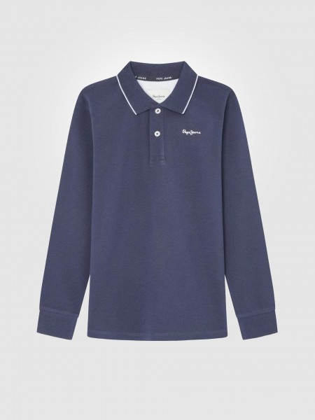 Polo Shirt Boy Navy Blue Pepe Jeans London