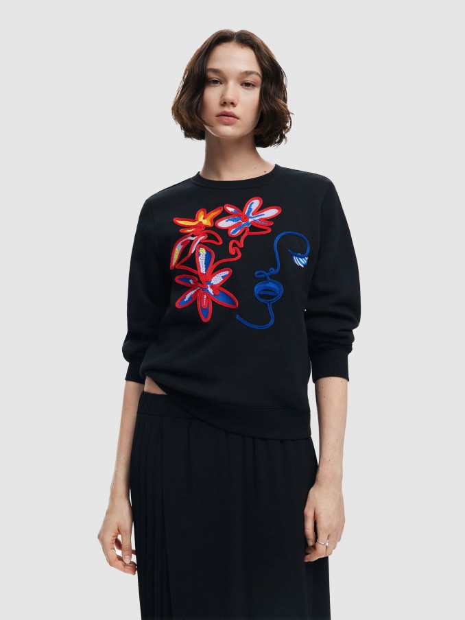Jersey Mujer Negro Desigual
