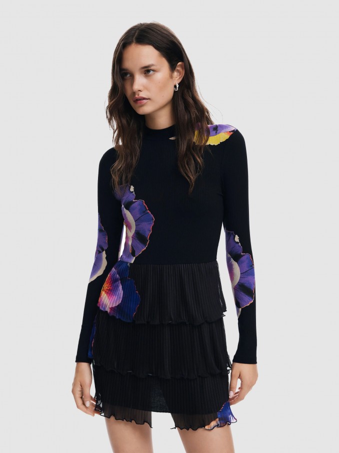 Vestido Mujer Negro Desigual