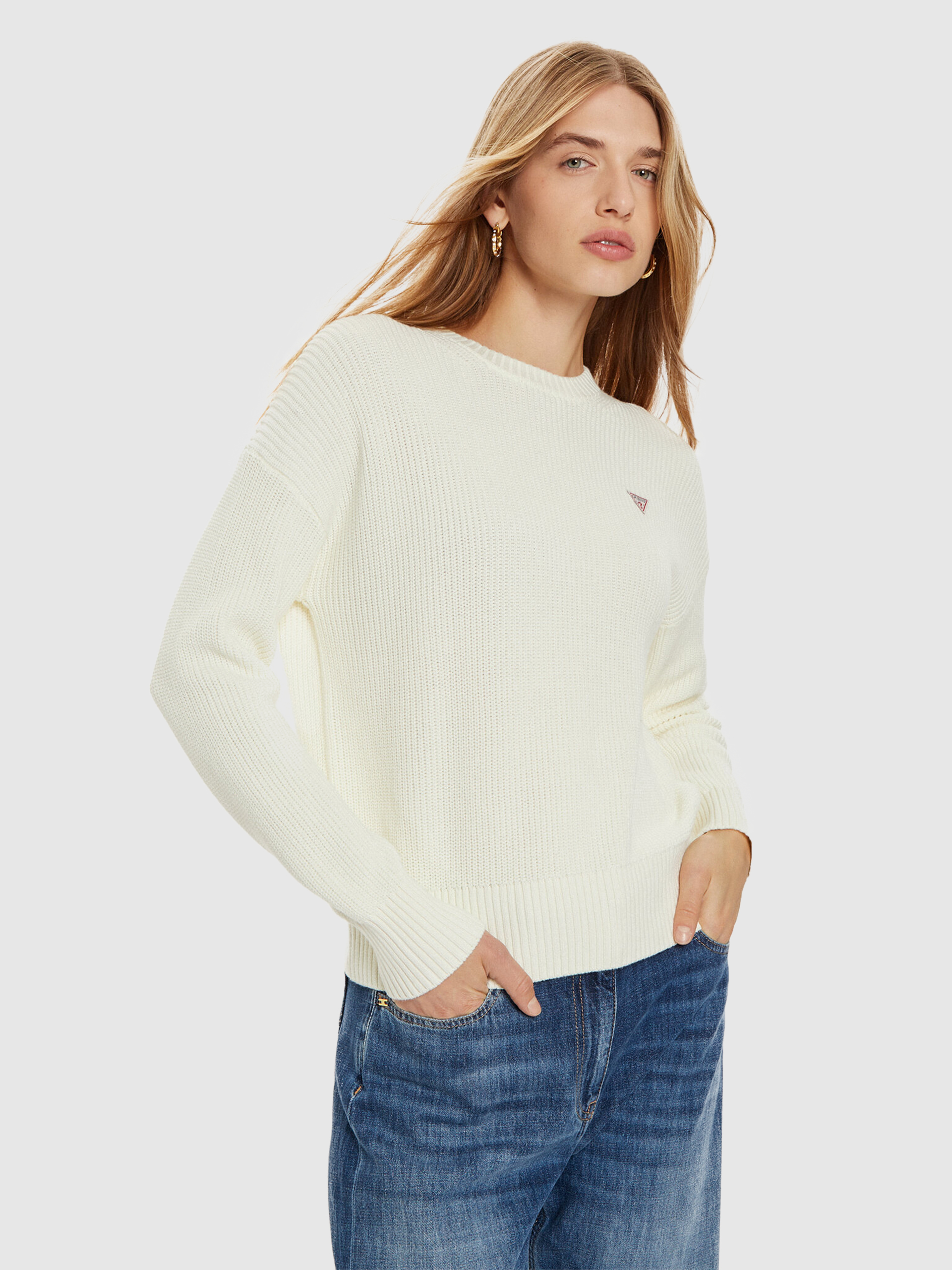 Pullover Woman White Guess Jeans