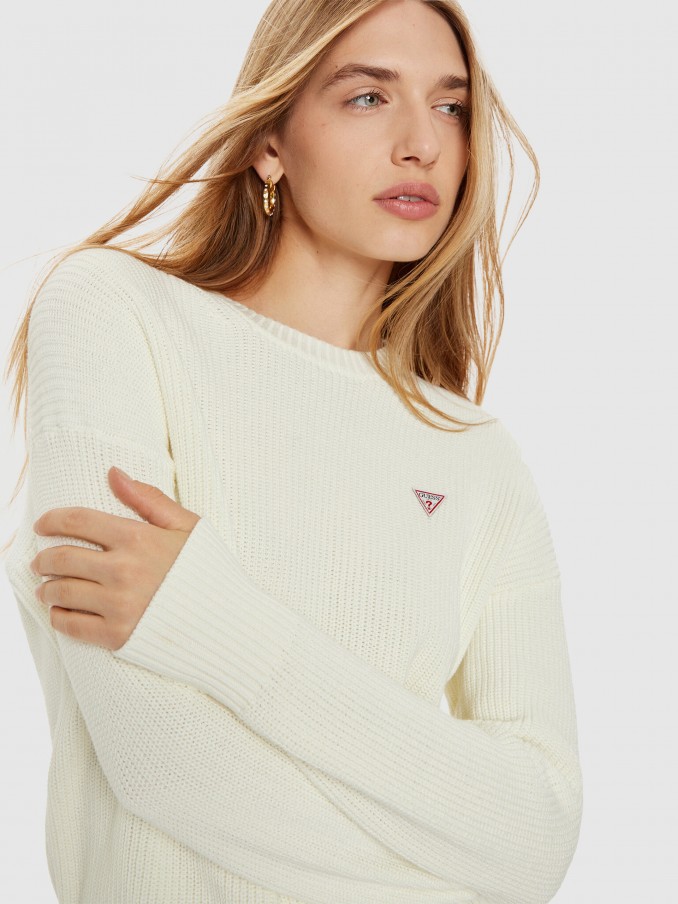 Pullover Woman White Guess Jeans