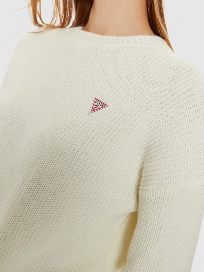 Pullover Woman White Guess Jeans