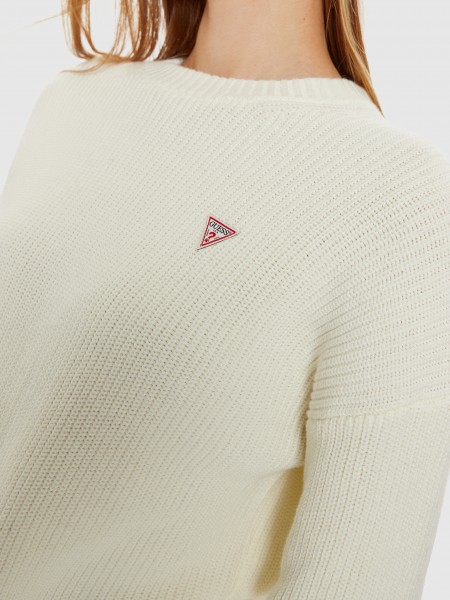 Pullover Woman White Guess Jeans