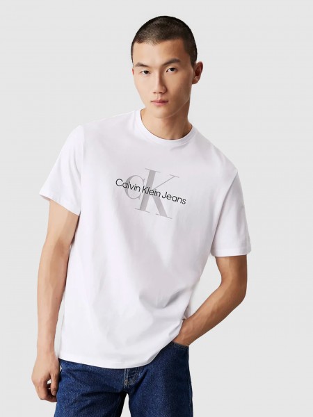 T-Shirt Homem Ss Hero Monogram Tee 30S Eu Opt Calvin Klein