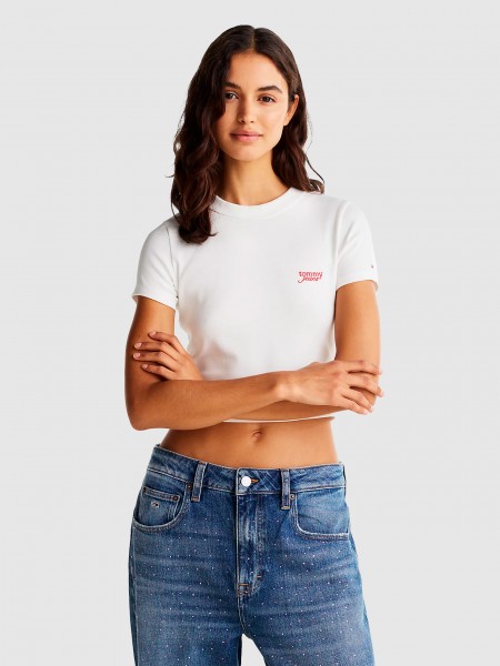 Tops Mulher Tjw Slim Crp Script Tee Tommy Jeans