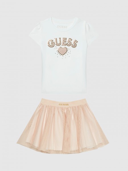Conjuntos Menina Set Ss Tshirt+ Skirt Guess Kids