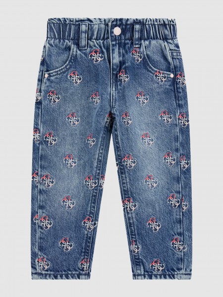Calca Menina Rgd Dnm Paper Bag Pant W/emby Guess Kids