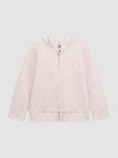 Casaco Menina Hooded Scuba Active Top W/zip Guess Kids