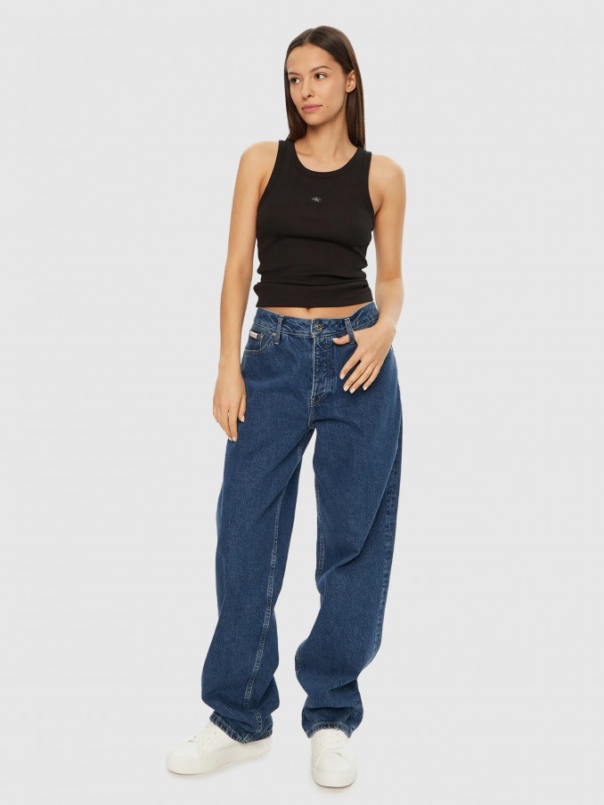 Tops Mulher Woven Label Rib Tank Top Calvin Klein