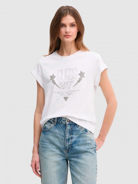 T-Shirt Mulher Sleeves Guess
