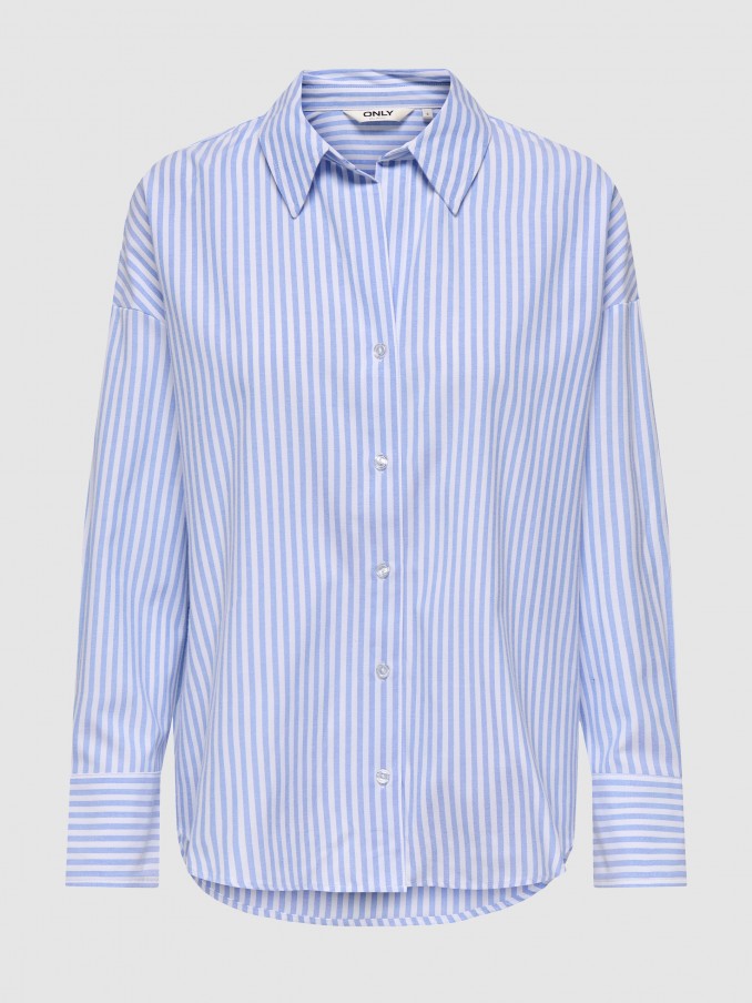 Camisa Mujer Raya Azul Only