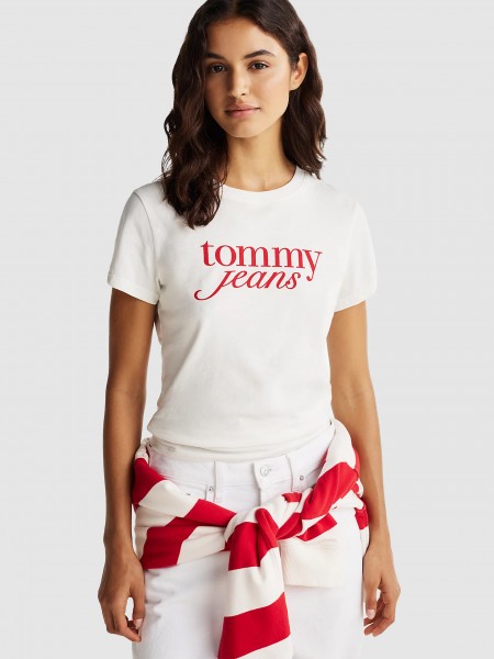 T-Shirt Woman White Tommy Jeans