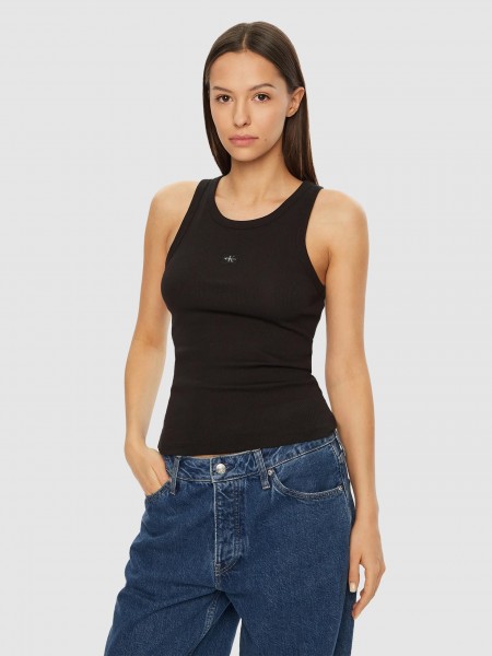 Tops Mulher Woven Label Rib Tank Top Calvin Klein
