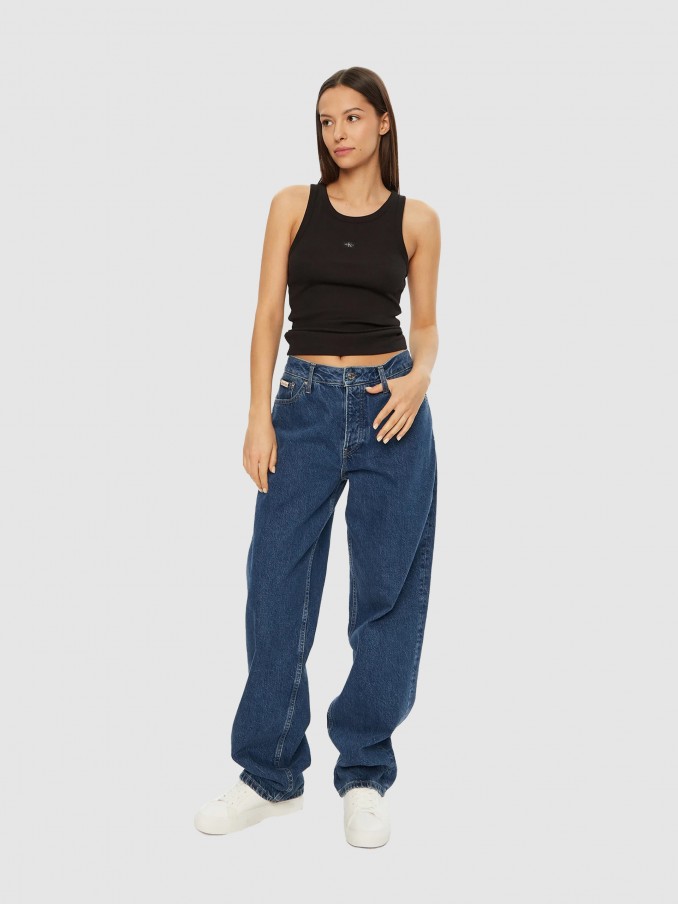 Tops Mulher Woven Label Rib Tank Top Calvin Klein