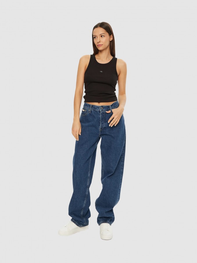 Tops Mulher Woven Label Rib Tank Top Calvin Klein