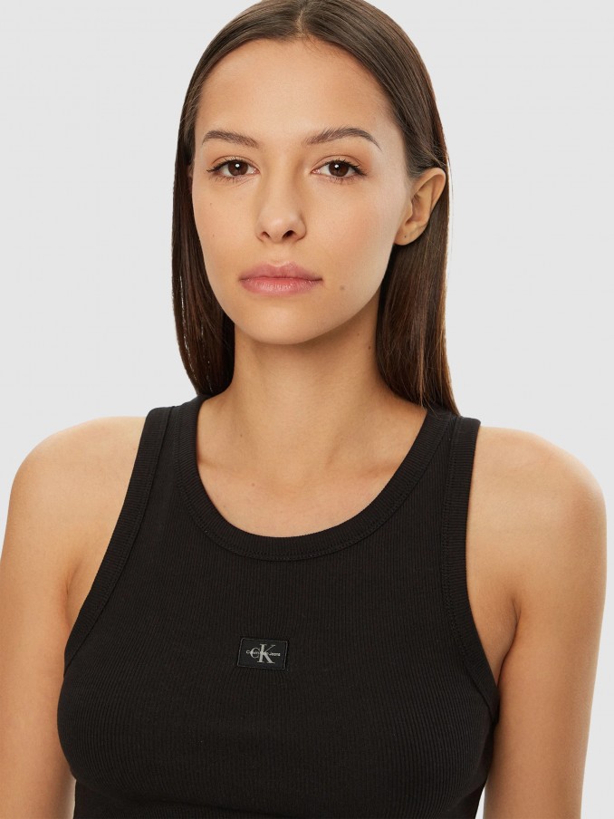 Tops Mulher Woven Label Rib Tank Top Calvin Klein