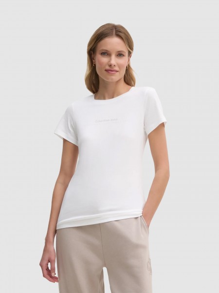 Mulher Institutional Graphic Slim Tee Calvin Klein
