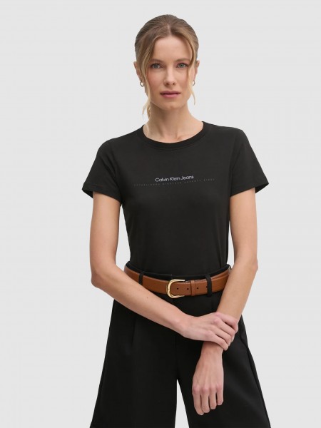 Mulher Institutional Graphic Slim Tee Calvin Klein
