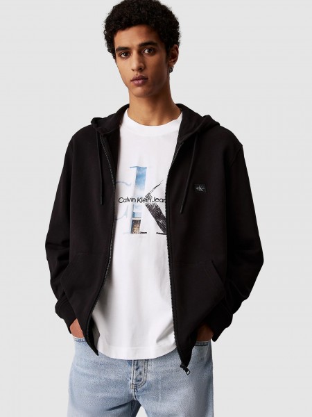 Casaco Homem Woven Label Zip Through Hoodie Calvin Klein