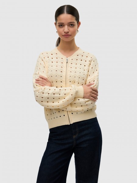 Casaco Mulher Vmetta Ls O-Neck Zipper Cardigan Boo Vero Moda
