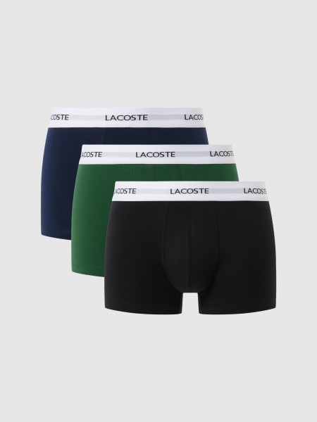 Boxer Homem 3-Pack Logo Waist Cotton Trunks Lacoste