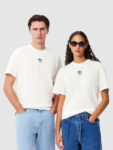 Homem Classic Fit Signature Print Cotton T-Shirt Lacoste