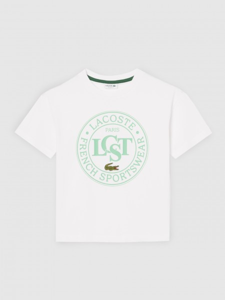 Menino Signature Print Front Crocodile T-Shirt Lacoste