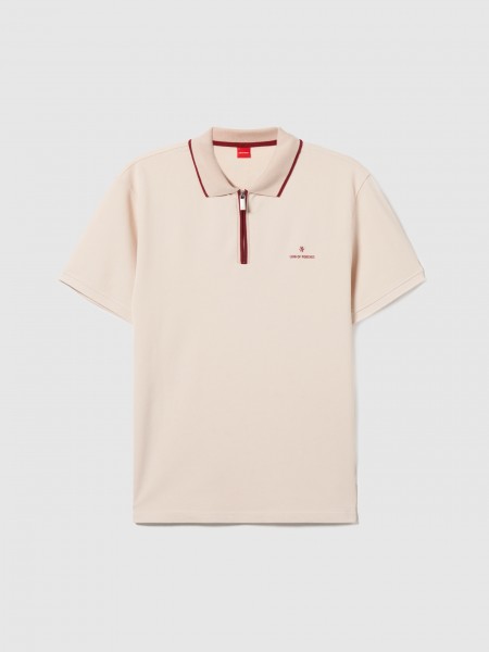 Polo Shirt Man Beige Lion Of Porches