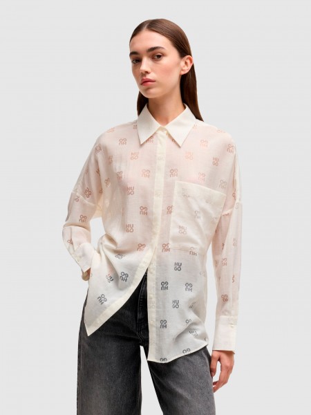 Shirt Woman Cream Hugo Boss