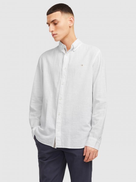 Camisa Homem Jprblusummer Shield L/s Shirt Jack & Jones
