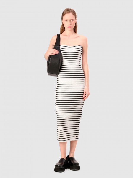 Vestidos Mulher Woven Label Rib Sleeveless Dress Calvin Klein