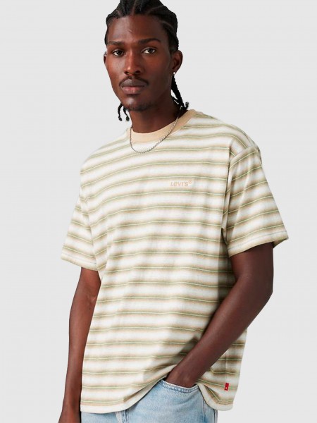 T-Shirt Man Green Stripe Levis