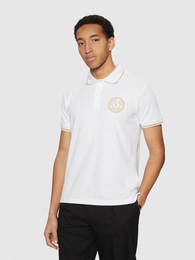 Polos Homem 78Up621 S Vembl Met Embro Polo T.Shirt Versace