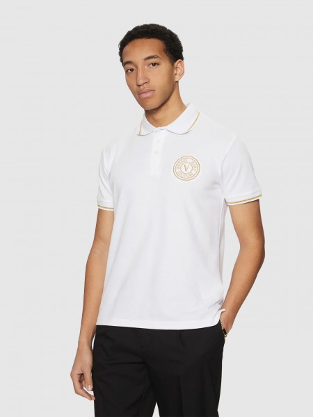 Polos Homem 78Up621 S Vembl Met Embro Polo T.Shirt Versace
