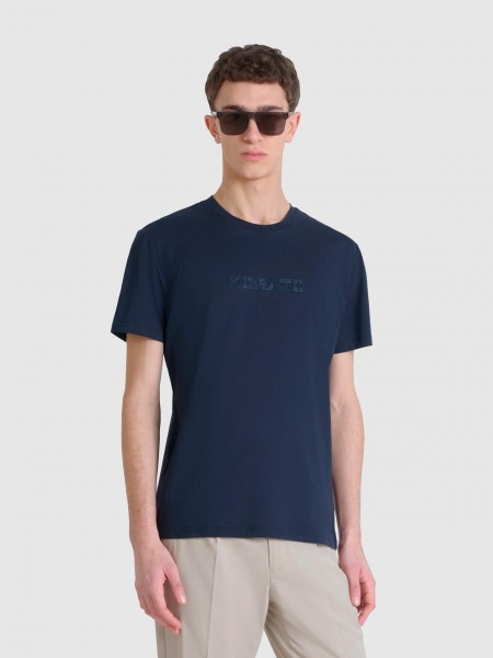 Homem T-Shirt Regular Fit In Jersey Cotton Fabric With Foam Logo Print Antony Morato