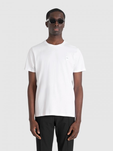 Homem T-Shirt Regular Fit In Jersey Cotton Fabric With Logoed Metal Badge On Rubber Patch Antony Mor