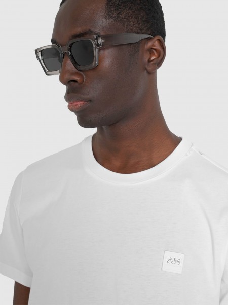 Homem T-Shirt Regular Fit In Jersey Cotton Fabric With Logoed Metal Badge On Rubber Patch Antony Mor