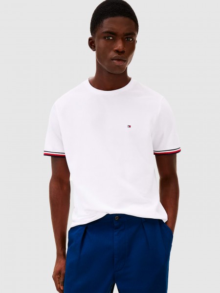 Homem Global Stripe Cuff Tee Tommy Hilfiger