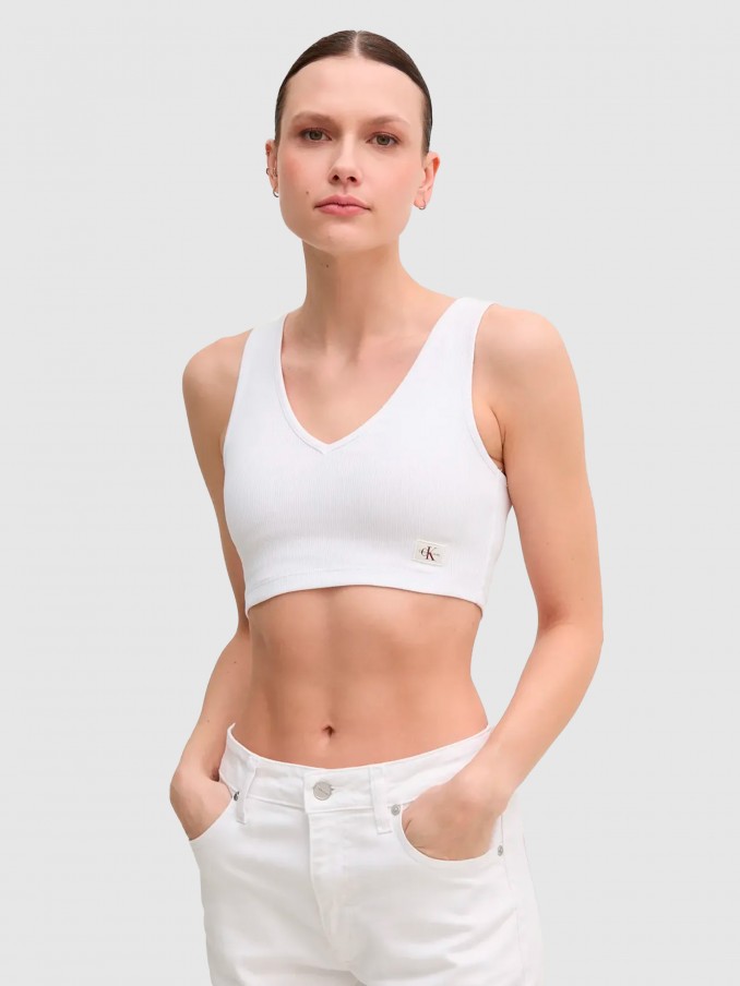 Tops Mulher -Woven Label Rib Bralette - Calvin Klein