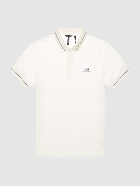 Polos Homem Slim Fit In Mercerized Piquet Cotton Fabric With Foam Logo Print Antony Morato