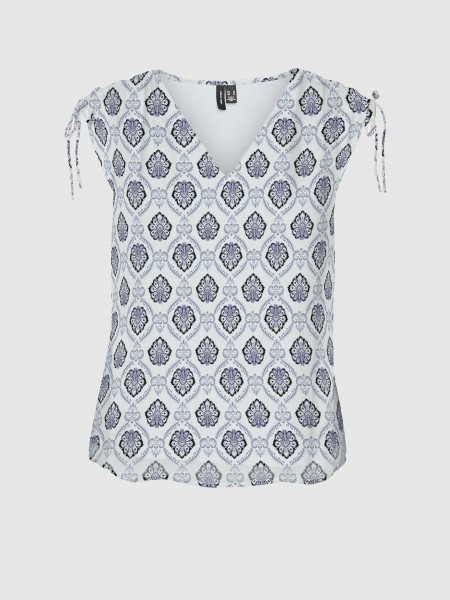 T-Shirt Mulher Vmsmilla S/l V-Neck String Top Wvv Ga Vero Moda