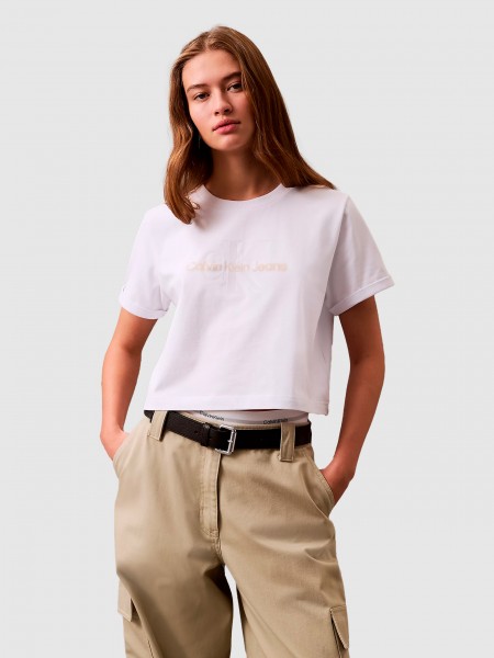 Mulher Ss Liquid Ck Cropped Tee Calvin Klein