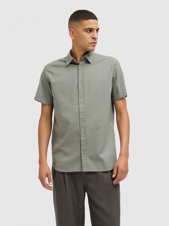 Camisa Homem Jjpierre Slub Shirt Ss Jack & Jones