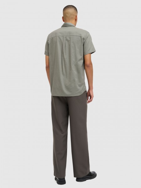 Camisa Homem Jjpierre Slub Shirt Ss Jack & Jones