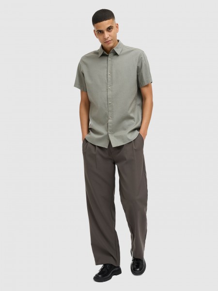 Camisa Homem Jjpierre Slub Shirt Ss Jack & Jones