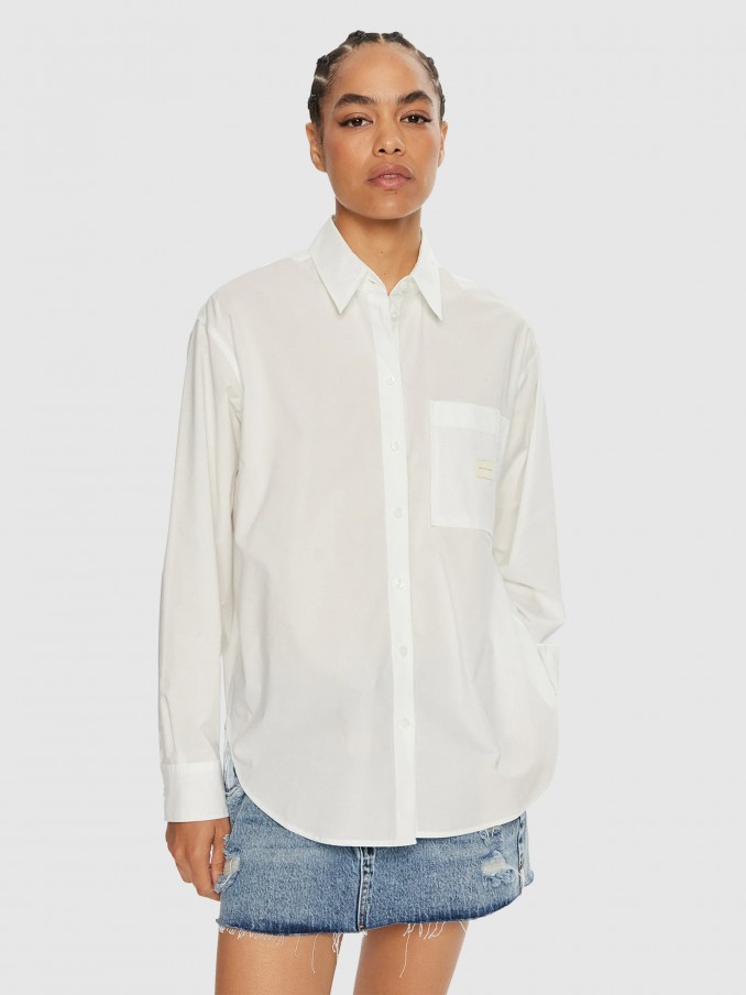 Camisa Mulher Woven Label Relaxed Shirt Calvin Klein
