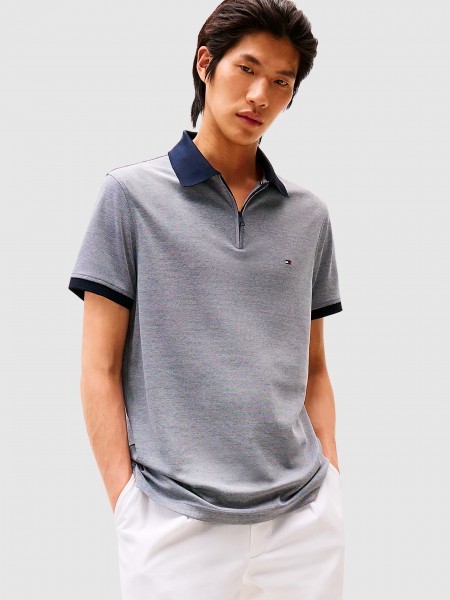 Homem Performance Oxford Zip Reg Polo Tommy Hilfiger