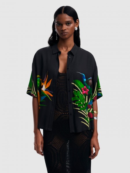 Camisa Mujer Negro Desigual