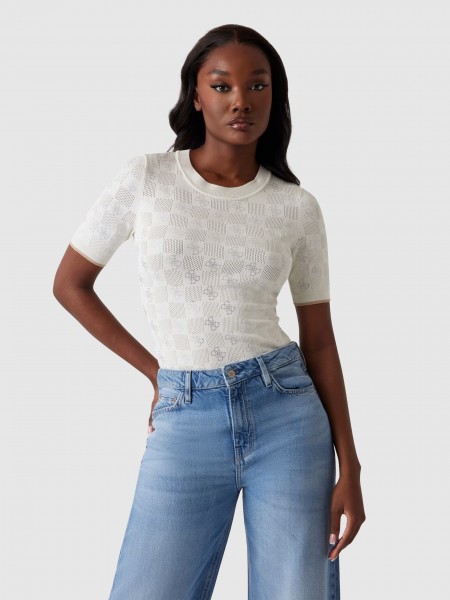 Camiseta Mujer Crema Guess