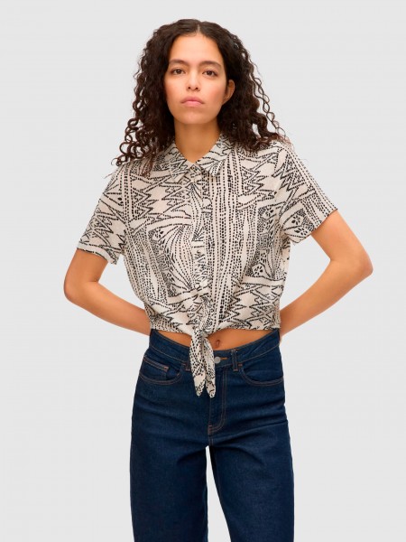 Camisa Mulher Vmmenny Tie Ss Shirt Wvn Ga Vero Moda